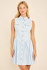 Light Blue Sleeveless Button Front Shirt Dress - Little Jill & Co.