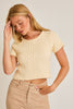 SHORT SLEEVE CABLE SWEATER TOP