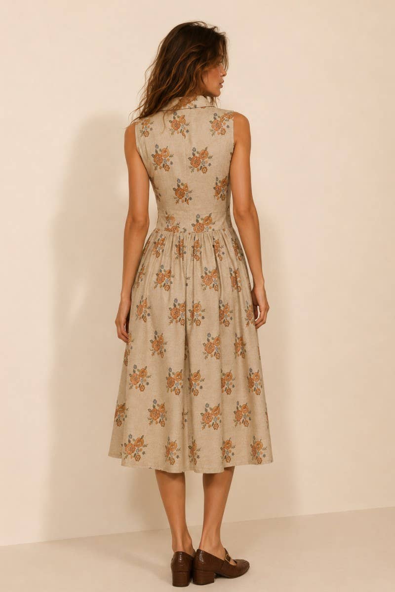FLORAL PRINT MIDI SHIRT DRESS