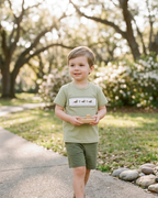 Pistachio Green Mallard Duck Smocked Shirt and Shorts Set
