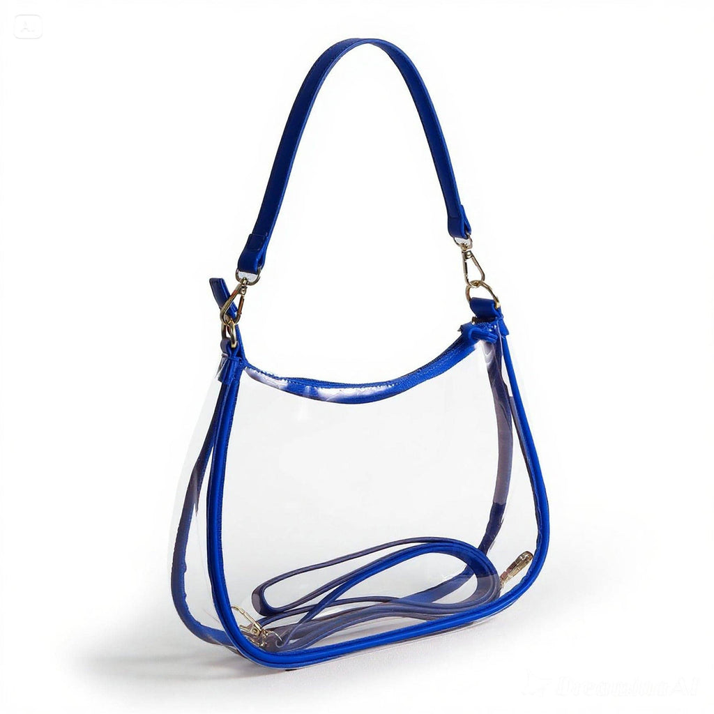Sara Large Clear Purse - Royal Blue