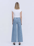 HIGH RISE TROUSER HEM TWIST WIDE LEG JEANS F9073
