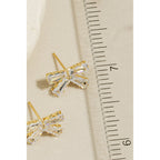Cz Baguette Ribbon Stud Earrings