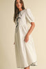 Bow Tie Short Sleeve Midi Dress
