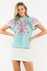 Flutter Sleeve Embroidered Detail Textured Top