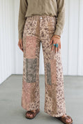 Western Floral Patchwork Straight Jeans