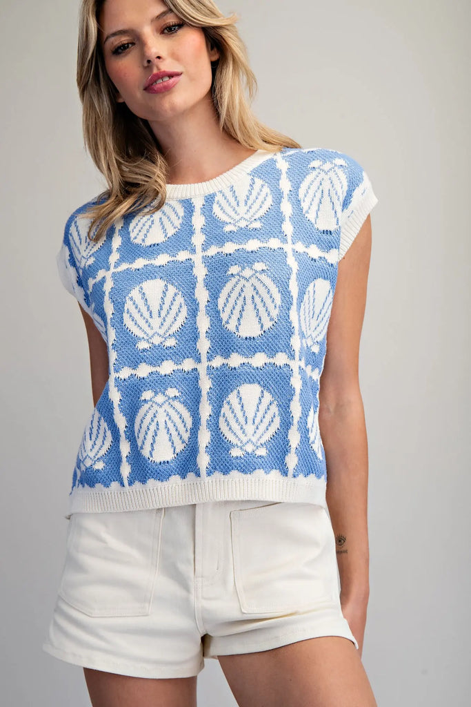 Blue Shell Sweater Vest