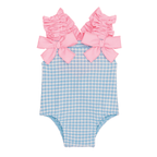 Blue Crinkle Check Swimsuit - Little Jill & Co.