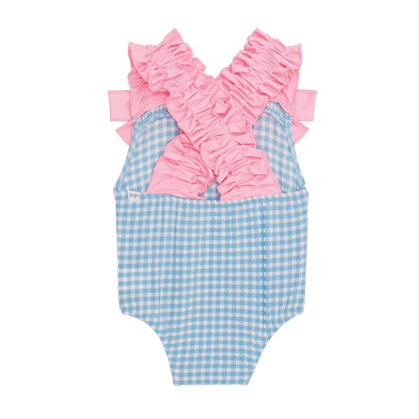Blue Crinkle Check Swimsuit - Little Jill & Co.