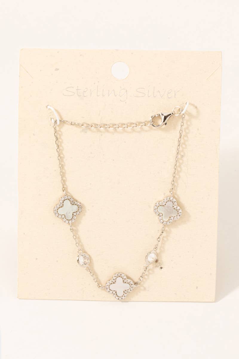 Sterling Silver Clover Chain Bracelet