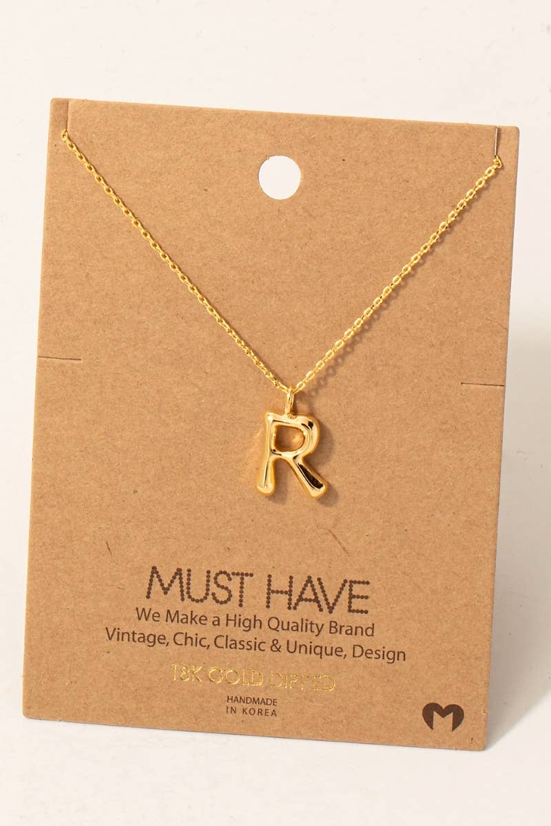 Gold Dipped Bubble Letter Pendant Necklace