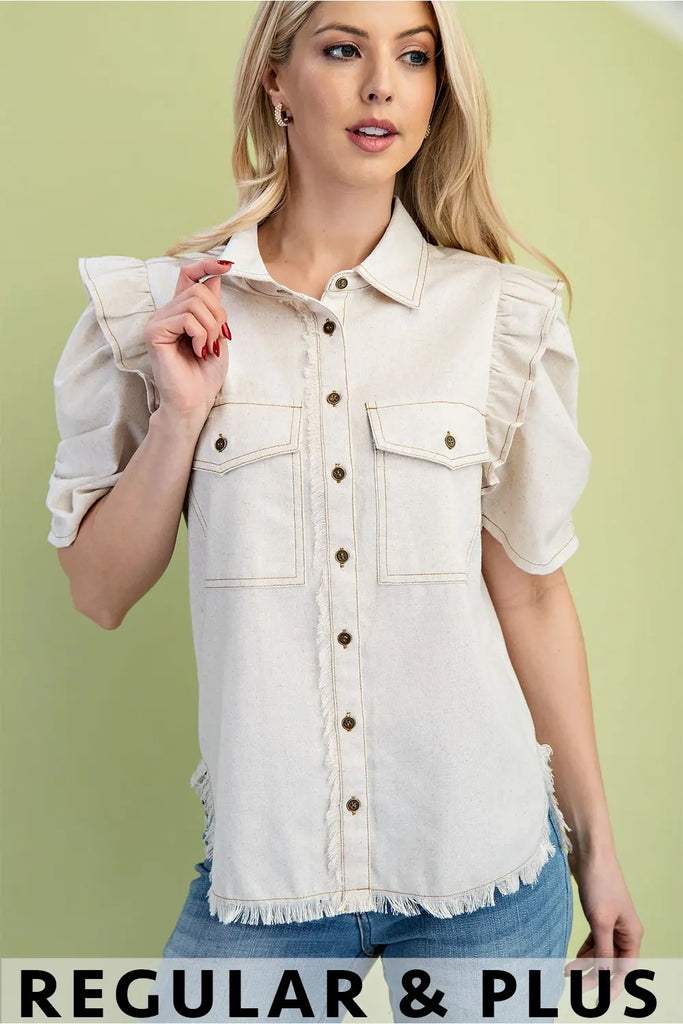 Linen Button Up Shirt Oatmeal
