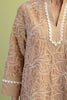Embroidered Tan Notch Neck Dress