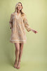 Embroidered Tan Notch Neck Dress