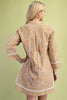 Embroidered Tan Notch Neck Dress