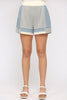 Slate Blue Texture Knit Shorts
