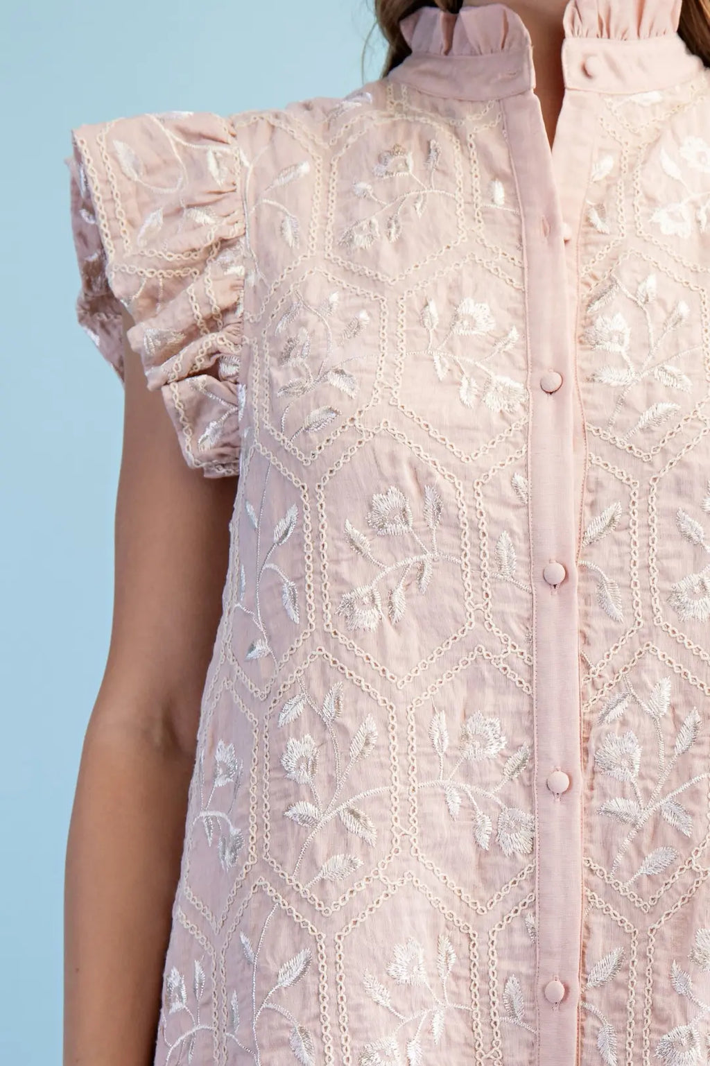 Glossy Emb. Ruffle Dress Soft Pink