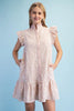 Glossy Emb. Ruffle Dress Soft Pink