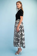 Half Button Shirt Dress Black