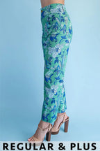 Green Floral Mix Pants
