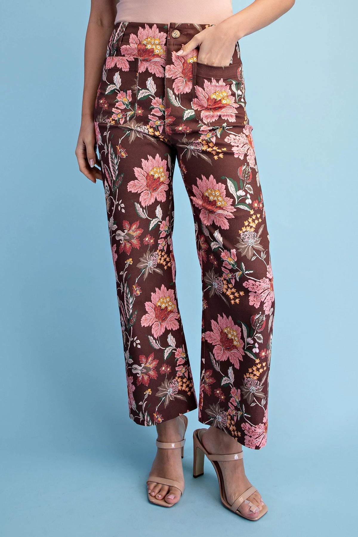 Brown Floral Pants