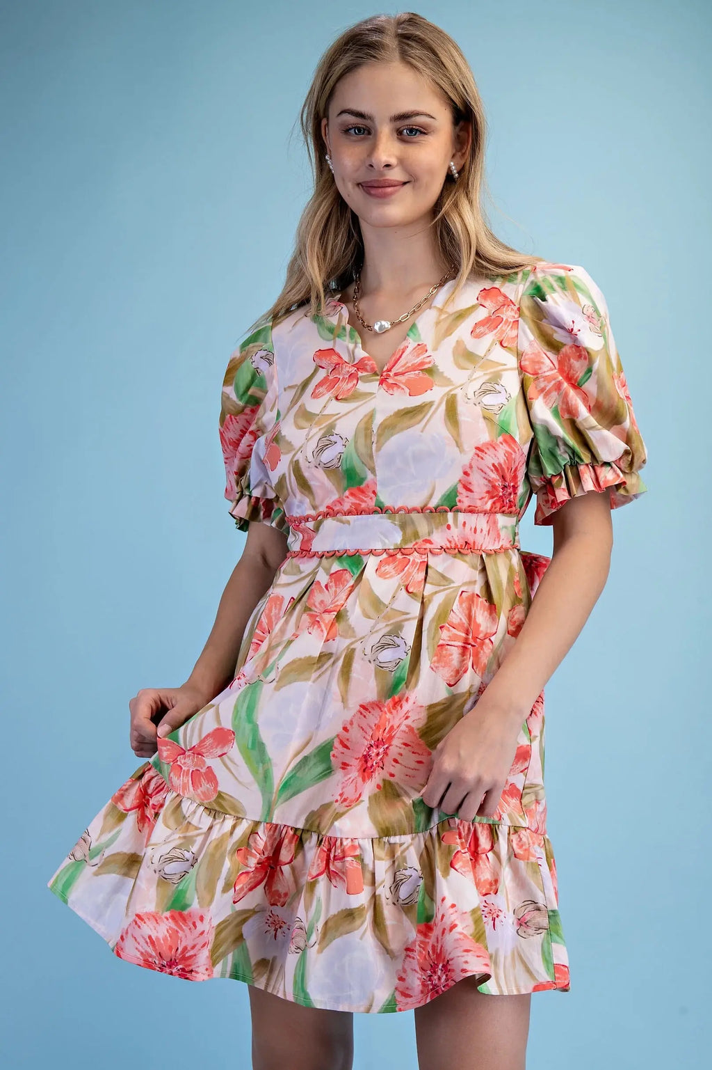 Coral Floral Dress