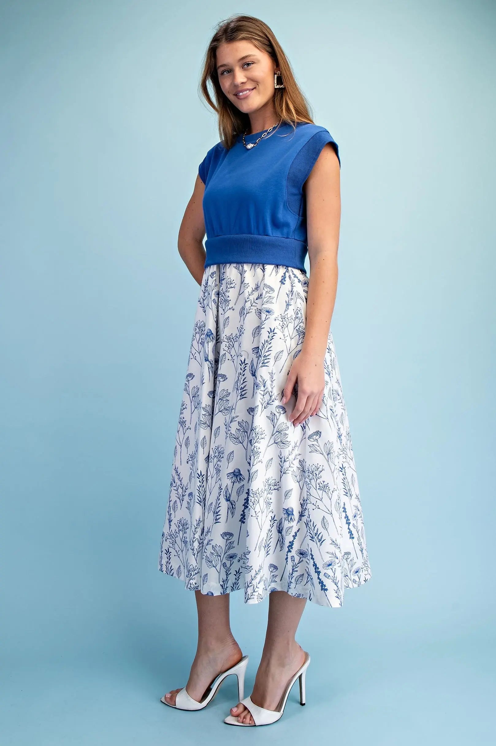 Sweatshirt Floral Dress Royal
