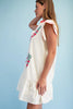 Floral Emb. V-Neck Dress Coral