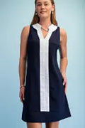 Navy Large Sleeveless Stripe Dress