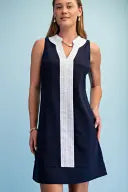 Navy Large Sleeveless Stripe Dress