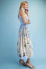 Baby Blue Floral Print Midi Dress