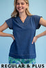 Tranpunto Stitched VNeck Blouse