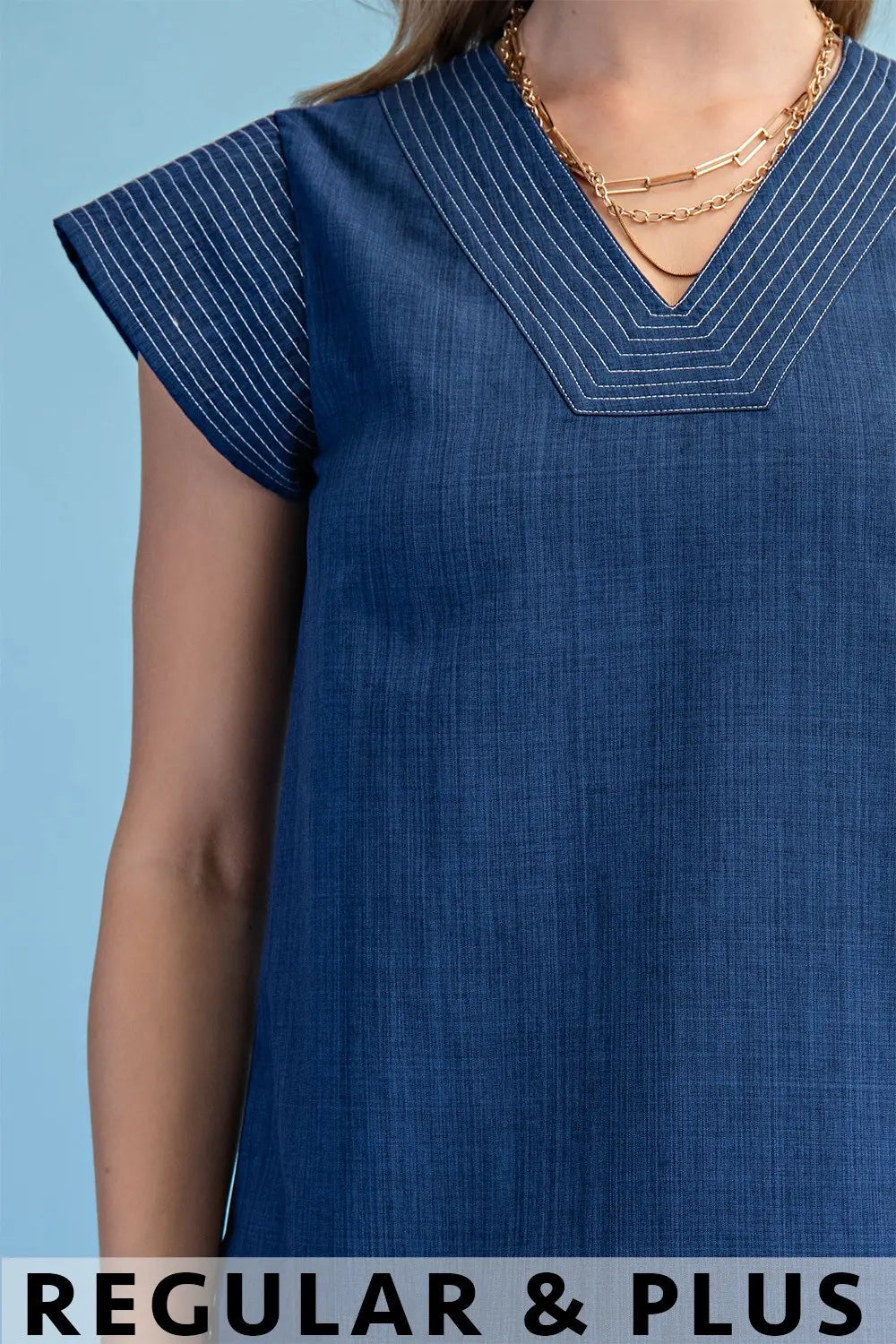 Tranpunto Stitched VNeck Blouse