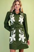 Olive Embordered Dress