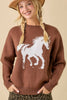 Horse Print Long Sleeve Sweater Knit
