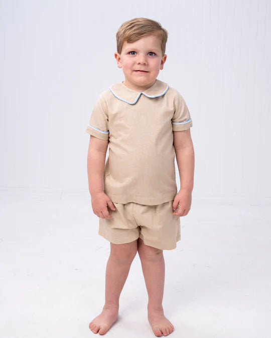 John SS Short Set Ecru Linen