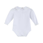 White Lace Collared Girls Long Sleeve Bodysuit Romper