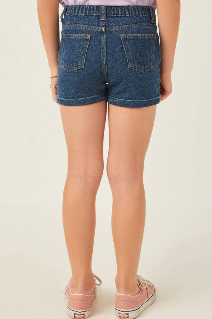 Girls Roll Up Denim Shorts