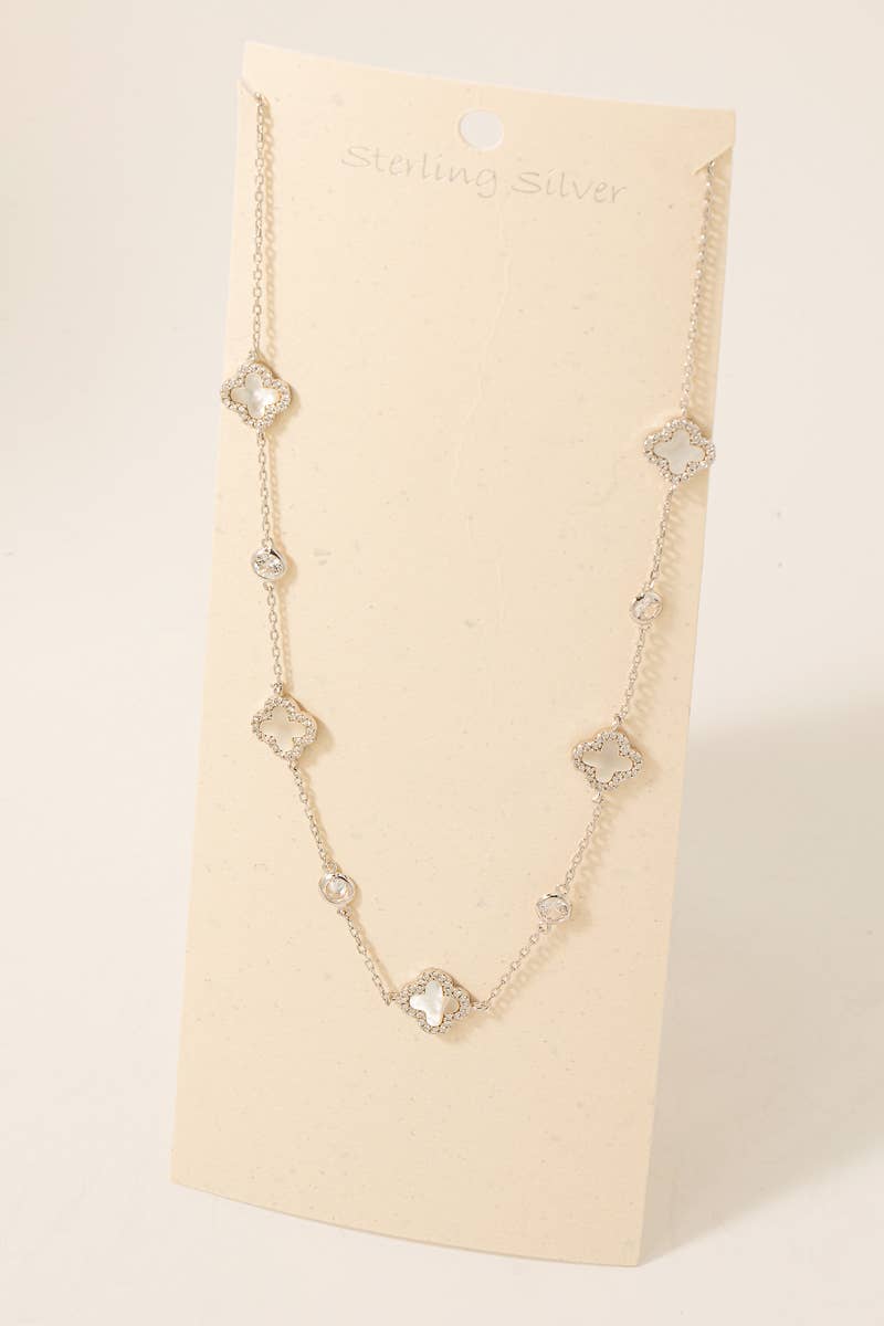 Sterling Silver Clover Charm Necklace