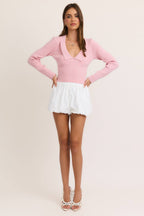 COLLARED SWEATER RIB TOP