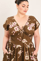 A printed woven midi dress