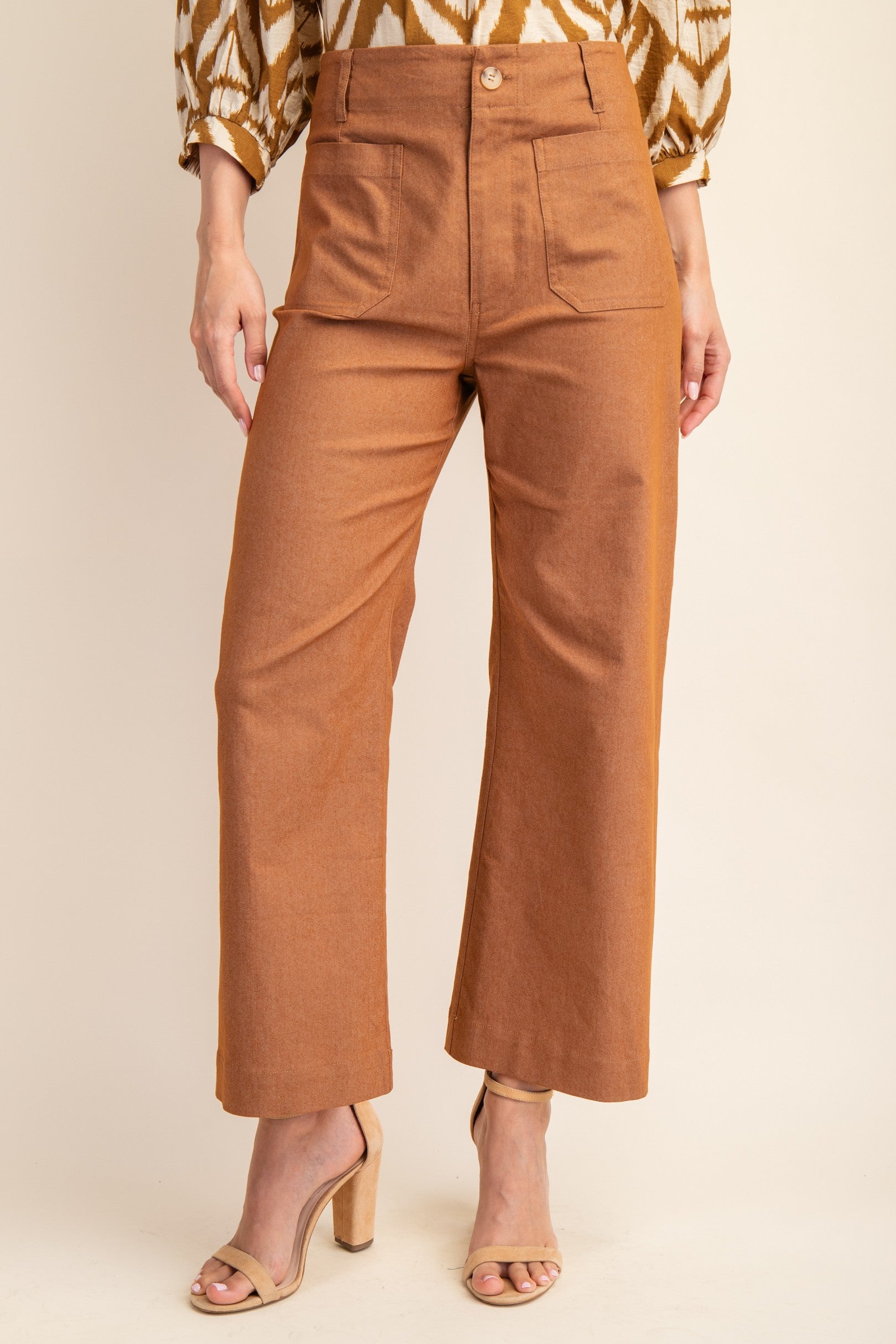 Ankle Cropped Pants Brown - Little Jill & Co.