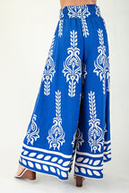 Printed Wide Leg Long Pants With An Elastic Waist