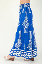 Printed Wide Leg Long Pants With An Elastic Waist