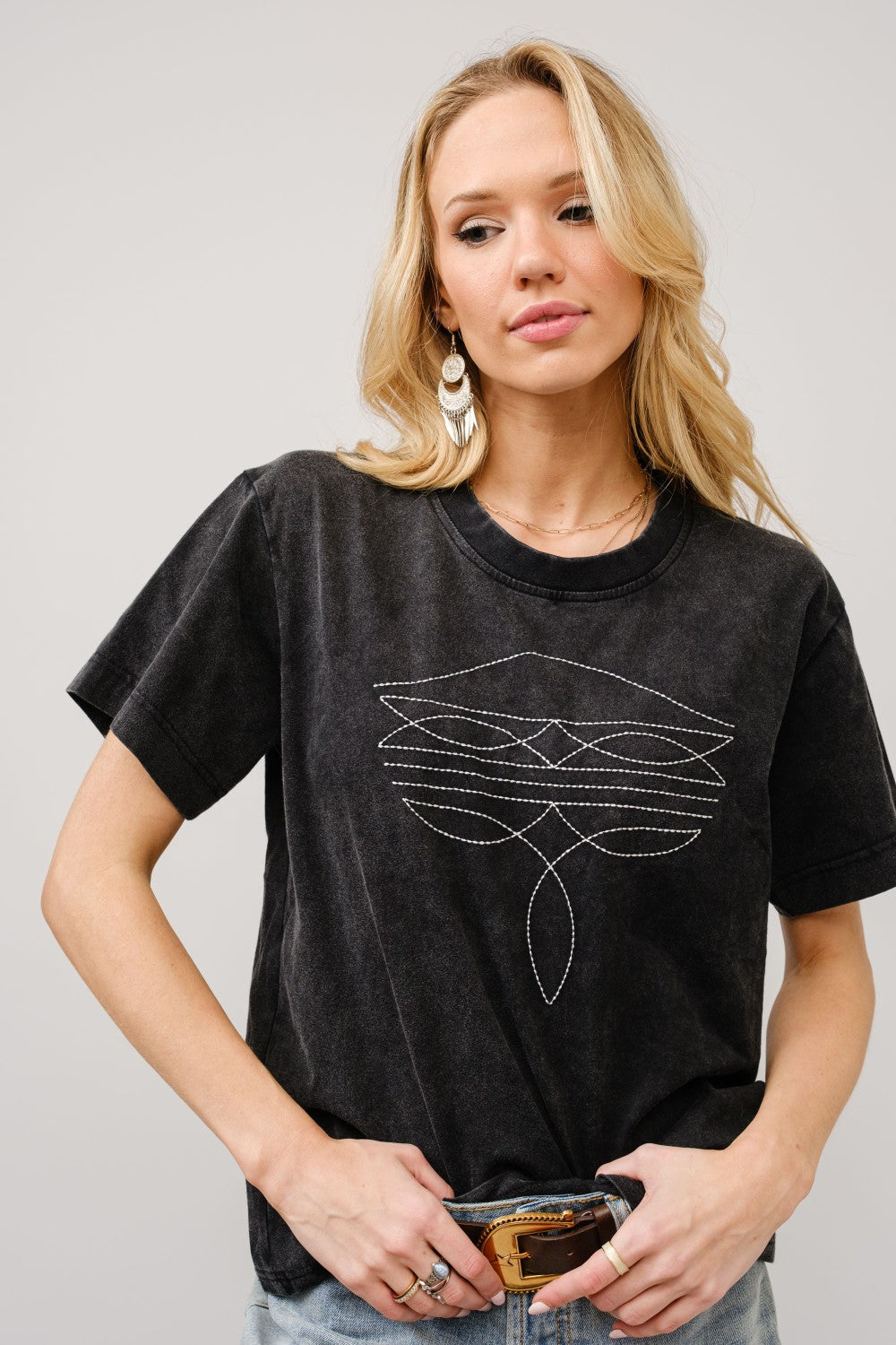 Boots Emb. Graphic Tee - Little Jill & Co.