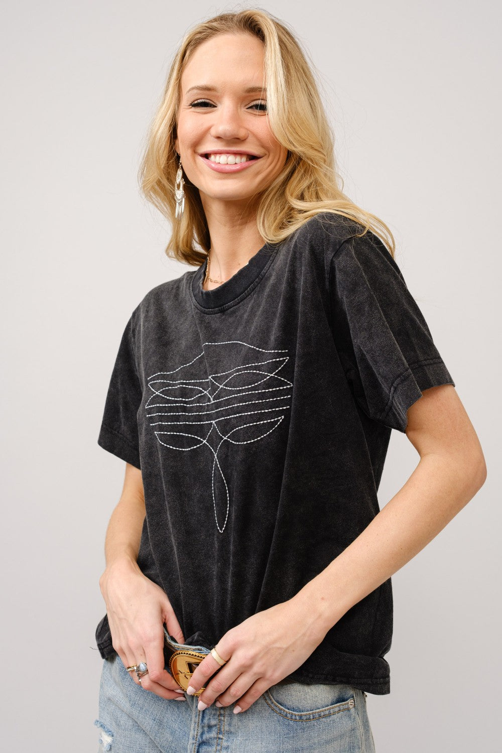 Boots Emb. Graphic Tee - Little Jill & Co.