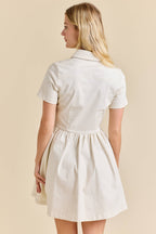 Button-Up Mini Denim Dress Featuring Gold Accent Buttons - Little Jill & Co.