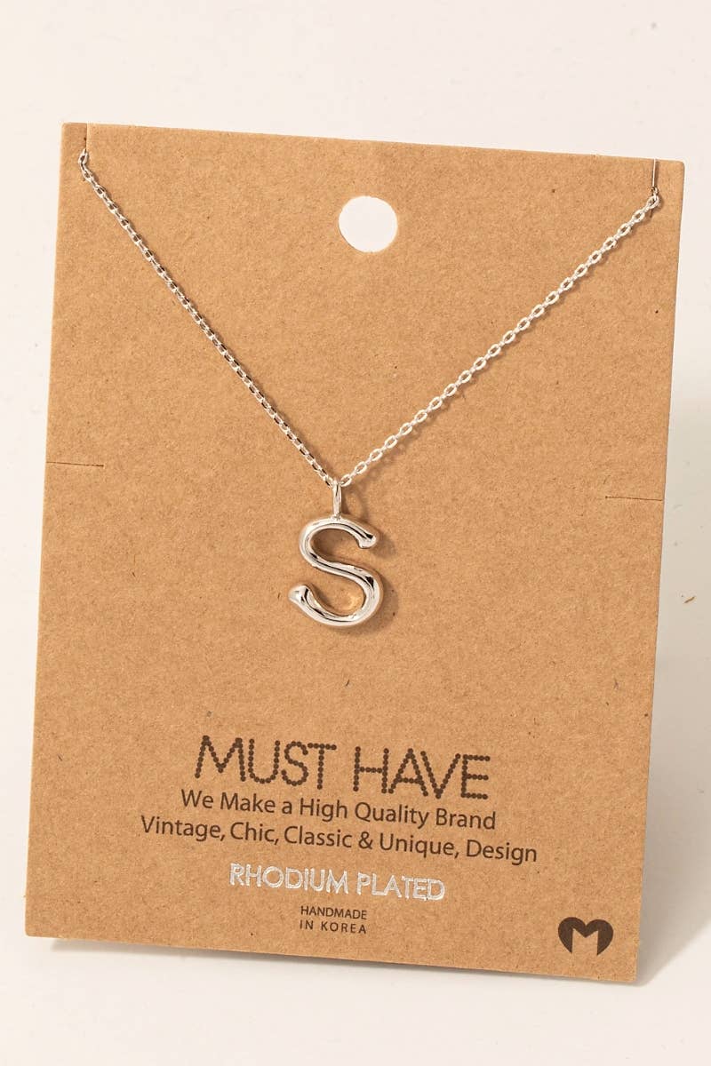 Gold Dipped Bubble Letter Pendant Necklace