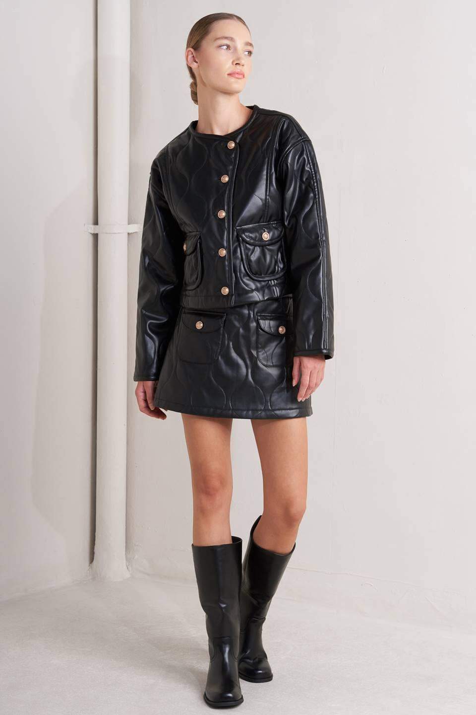 A quilted faux leather jacket - FJ1308