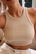 Sport short crop sleeveless top tight-fitting I-tank top